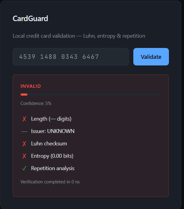 CardGuard - Invalid Card Examples 1