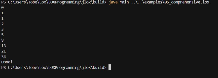 Lox — Crafting Interpreters Implementation - Running the Fibonacci Example 1